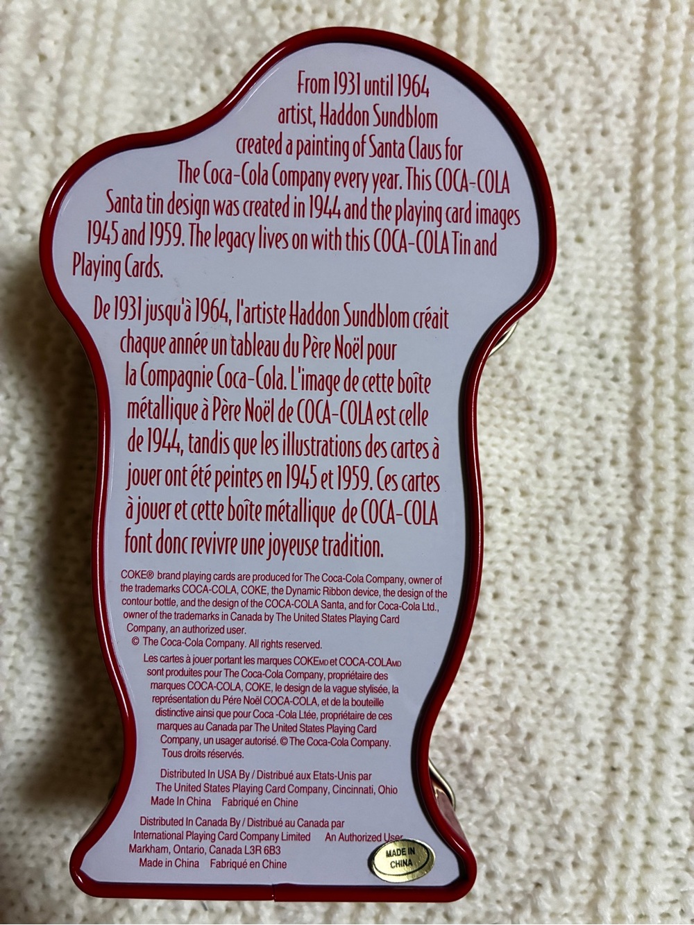 Holiday Santa Metal Tin Red Festive Storage Empty - Picture 3 of 9
